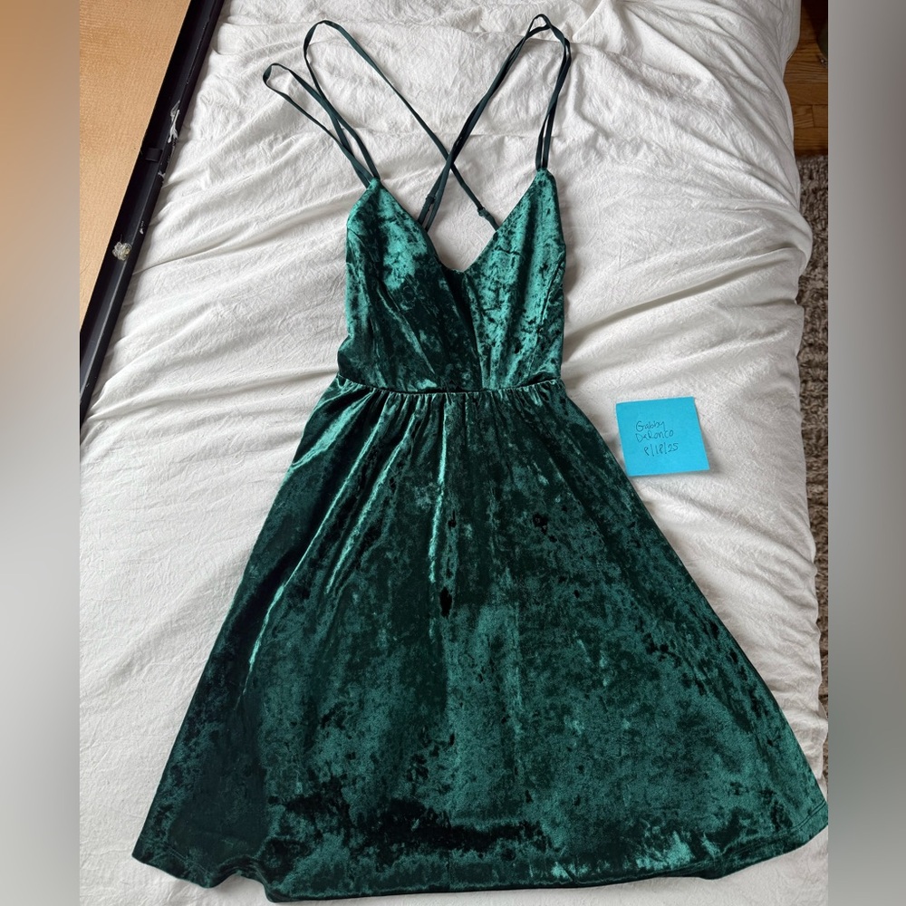 Elegant Green Velvet Slip Dress